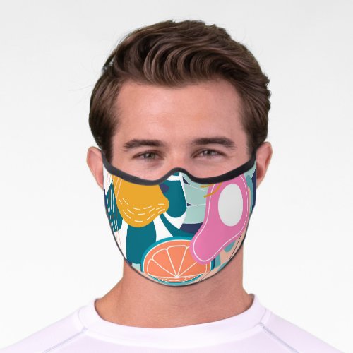 Exotic modern jungle collage premium face mask