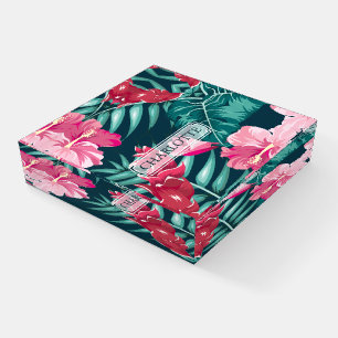 Exotic monogram Summer Floral design Paperweight