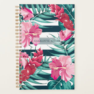 Exotic Monogram Summer Floral striped Planner