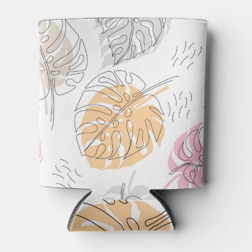 Exotic Monstera Line Drawing Art Can Cooler