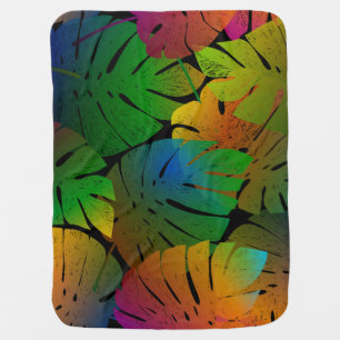 Exotic Monstera: Palm Leaves Vintage Baby Blanket