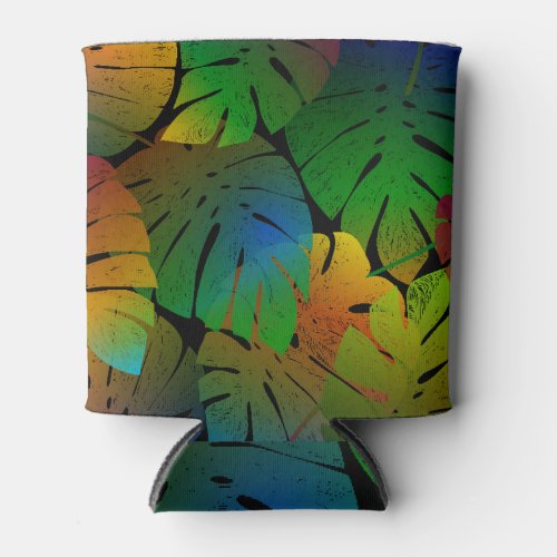 Exotic Monstera Palm Leaves Vintage Can Cooler