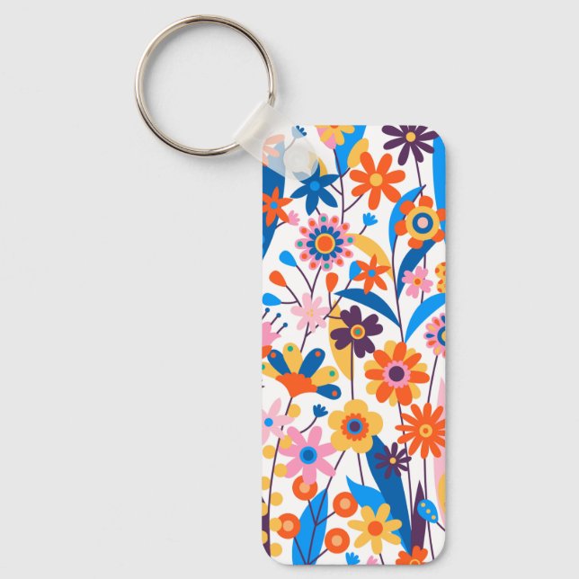 Exotic Multicolored Floral Background-32939 Keychain (Front)