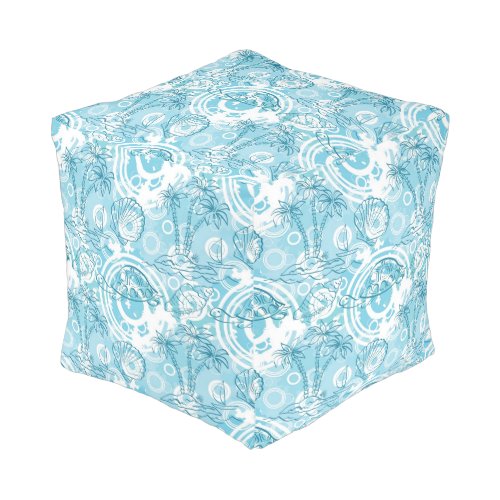 exotic ocean pattern pouf