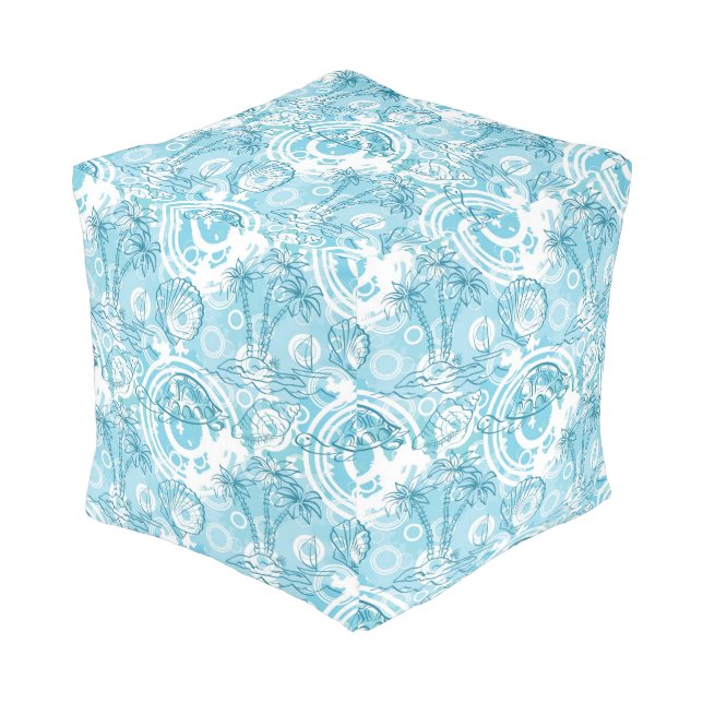 exotic ocean pattern pouf (Angled Front)