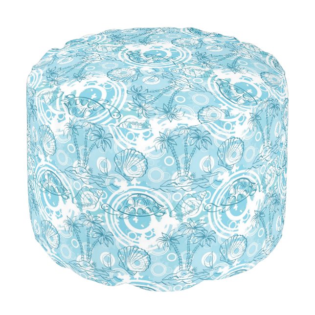 exotic ocean pattern pouf (Angled Front)