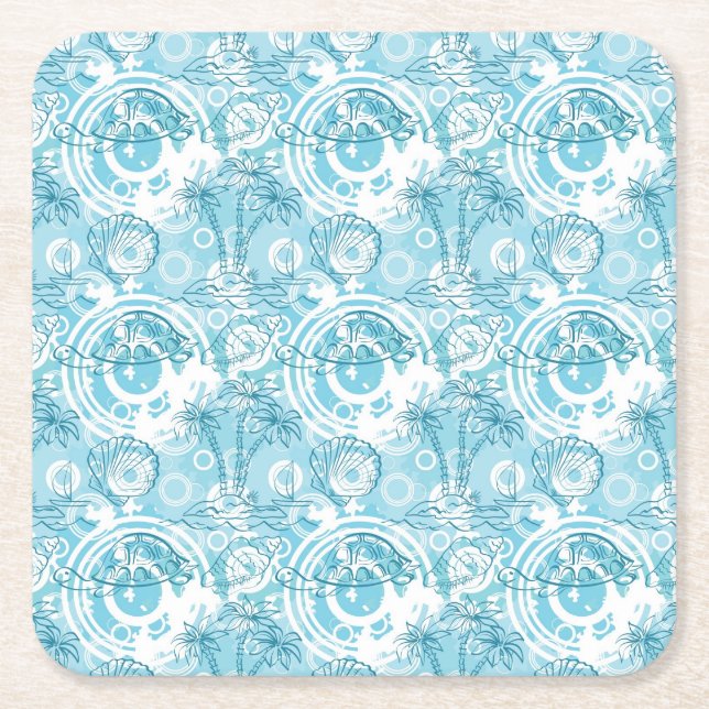 exotic ocean pattern square paper coaster (Front)