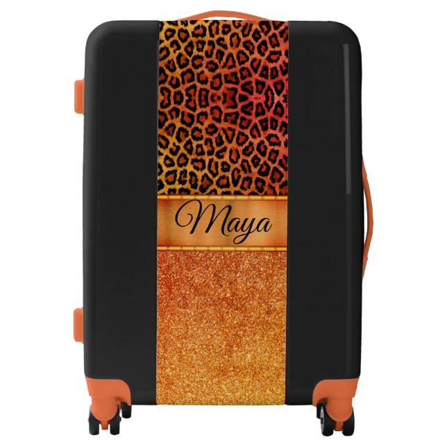 Exotic Orange and Gold Leopard Luggage (Front)