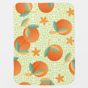 Exotic Orange Fruit: Tropical Vintage. Baby Blanket