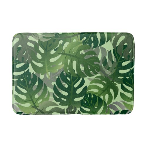 Exotic Palm Leaf Design Bathroom Mat