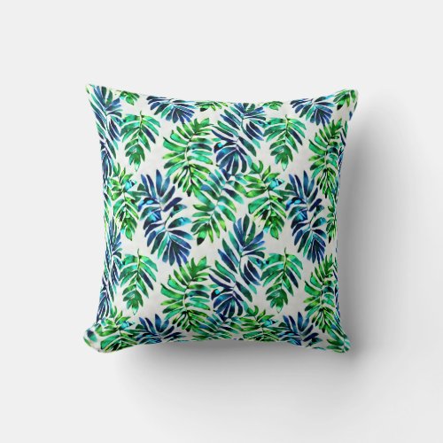 Exotic Palm Leaf Print Decorative Throw Pillow