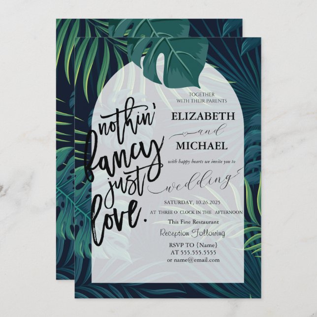 Exotic Palm Leaves Wedding Invitation (Front/Back)
