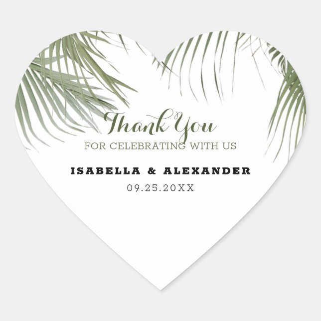 Exotic Palm Trees Heart Sticker (Front)