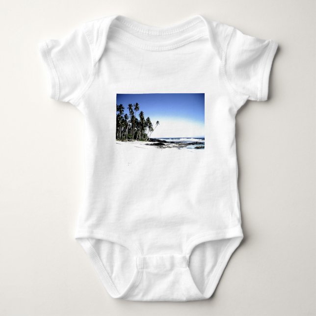 Exotic Palm Trees & Paradise Beach Baby Bodysuit (Front)