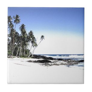 Exotic Palm Trees & Paradise Beach Ceramic Tile