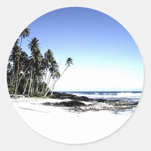 Exotic Palm Trees  Paradise Beach Classic Round Sticker