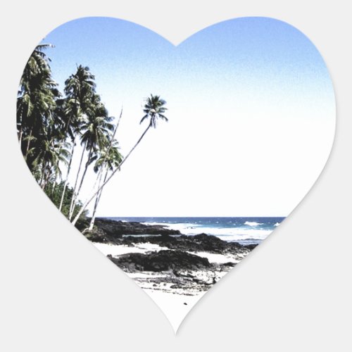Exotic Palm Trees  Paradise Beach Heart Sticker