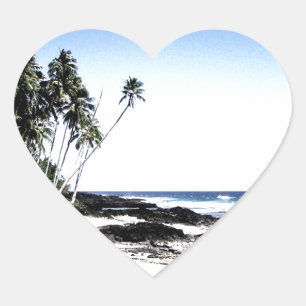 Exotic Palm Trees & Paradise Beach Heart Sticker