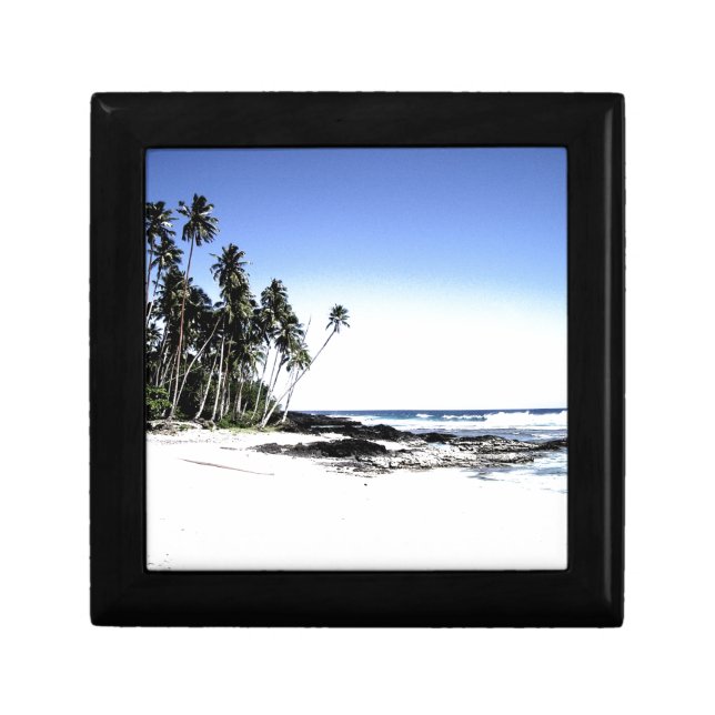 Exotic Palm Trees & Paradise Beach Jewelry Box (Front)
