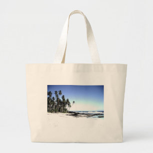 Exotic Palm Trees & Paradise Beach Large Tote Bag