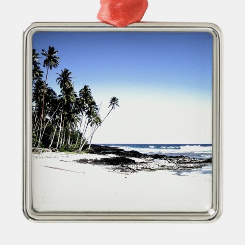 Exotic Palm Trees  Paradise Beach Metal Ornament