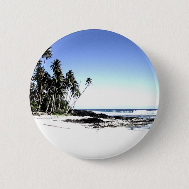 Exotic Palm Trees & Paradise Beach Pinback Button (Front)