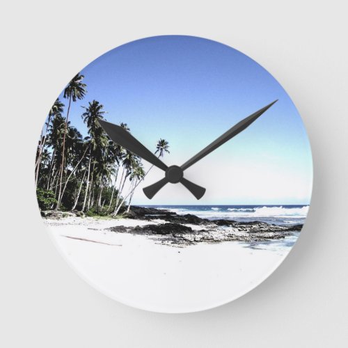 Exotic Palm Trees  Paradise Beach Round Clock