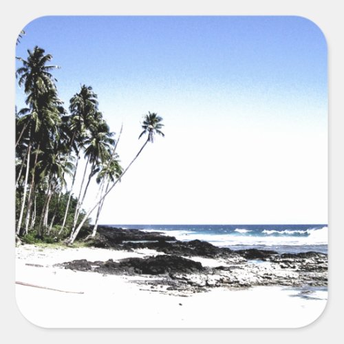 Exotic Palm Trees  Paradise Beach Square Sticker