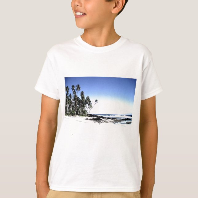 Exotic Palm Trees & Paradise Beach T-Shirt (Front)