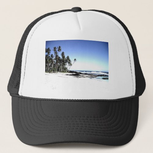 Exotic Palm Trees  Paradise Beach Trucker Hat