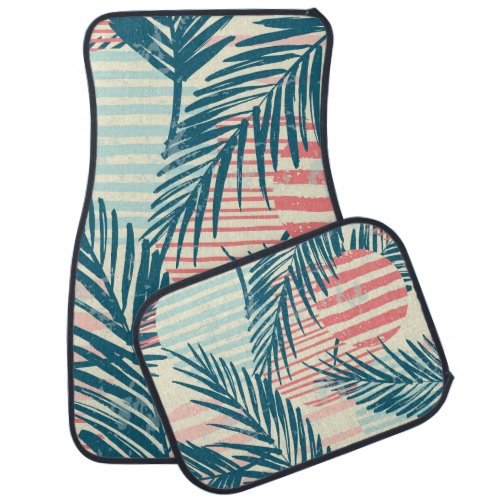 Exotic palms hand_drawn textures car floor mat