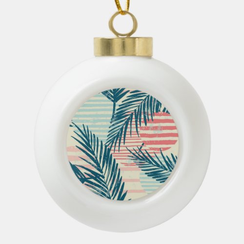 Exotic palms hand_drawn textures ceramic ball christmas ornament