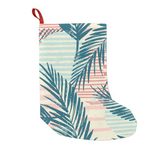 Exotic palms hand_drawn textures small christmas stocking