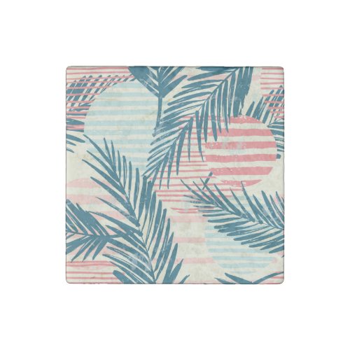 Exotic palms hand_drawn textures stone magnet