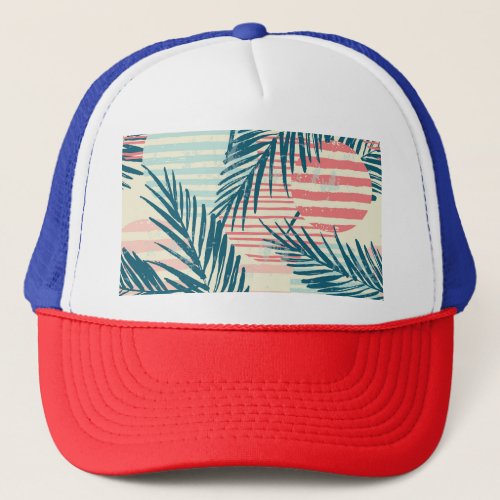 Exotic palms hand_drawn textures trucker hat