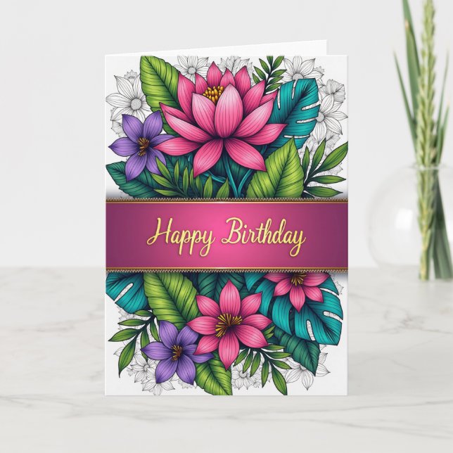 Exotic Paradise Birthday Card (Front)