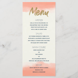 Exotic Paradise Coral Watercolor Menu