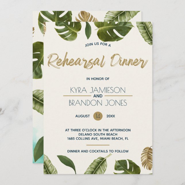 Exotic Paradise Rehearsal Dinner Invitation (Front/Back)