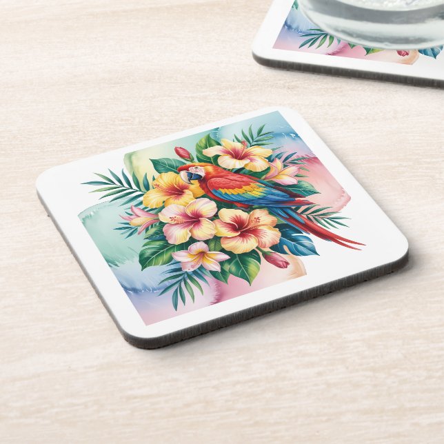 Exotic Parrot Beverage Coaster (Left Side)