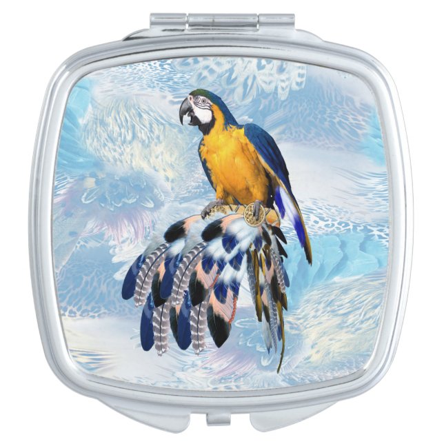 exotic-parrot bird tone feathers Bridesmaid gift Compact Mirror (Front)
