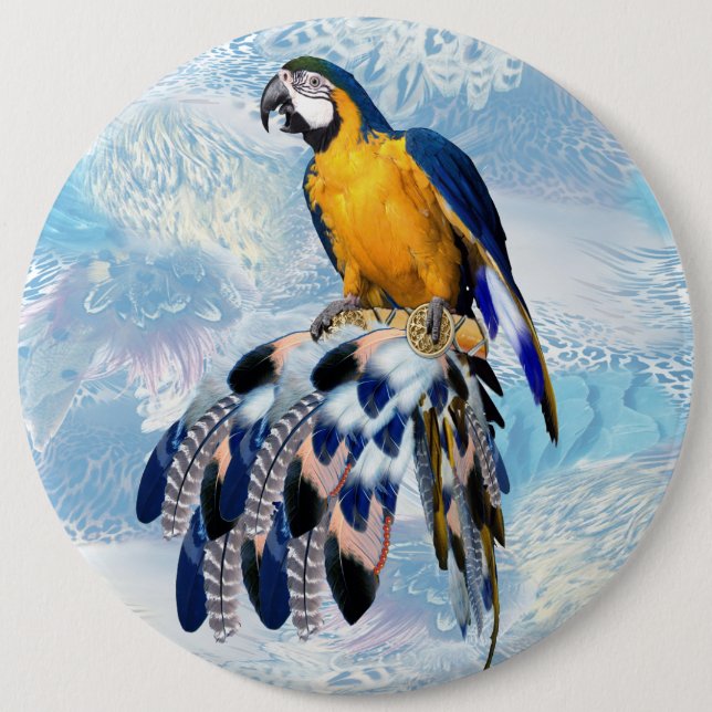 exotic-parrot bird tone feathers gifts button (Front)
