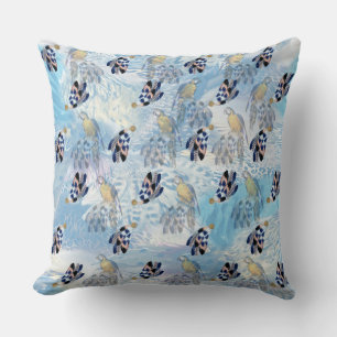 Exotic-Parrot Bird Tone Feathers Throw Pillow