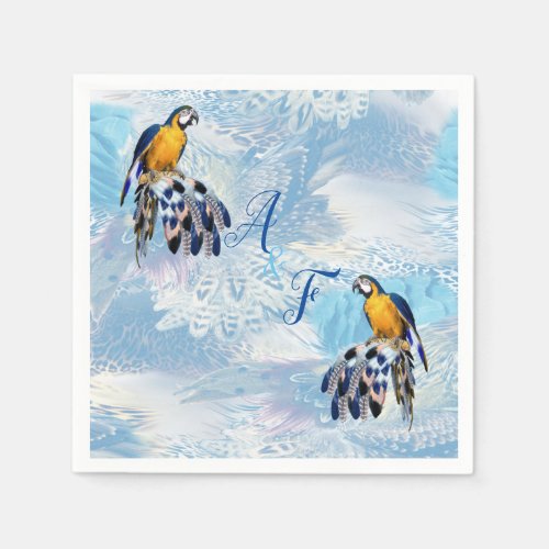 Exotic_Parrot Blue tone feathers  Napkins