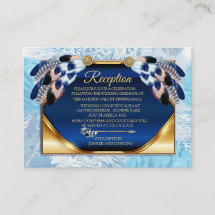 Exotic-Parrot Blue tone feathers Reception Enclosure Card
