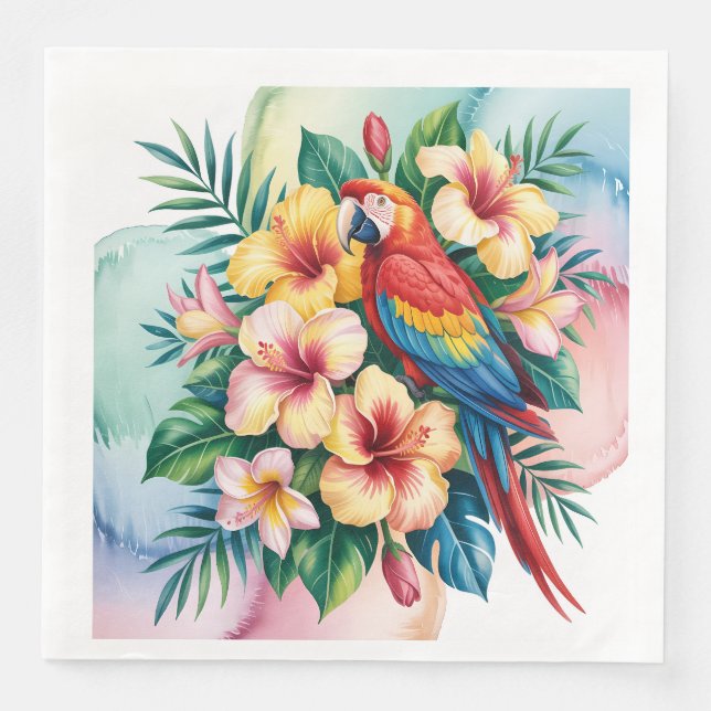 Exotic Parrot Paper Dinner Napkins (Front)