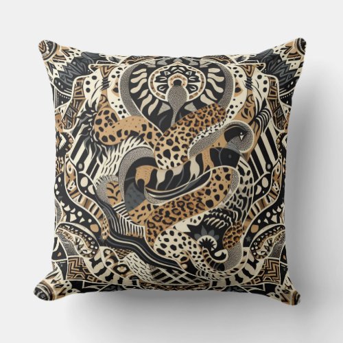 Exotic Patterns of Leopards Spots And Zebra Strips Throw Pillow