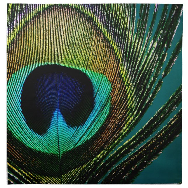 Exotic Peacock Feather Chic Photography Napkin (Front)
