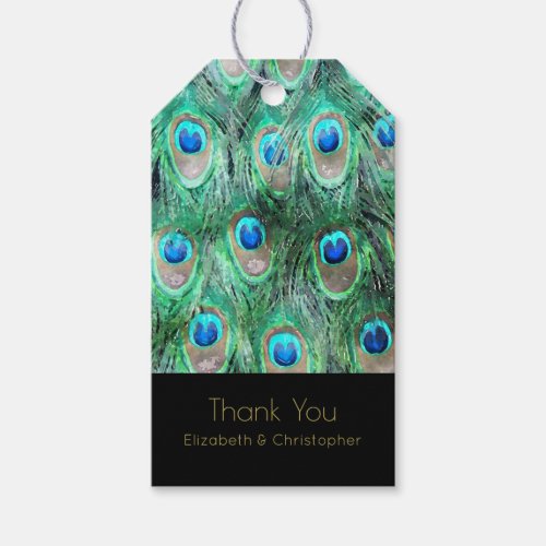 Exotic Peacock Feathers Thank You Gift Tags