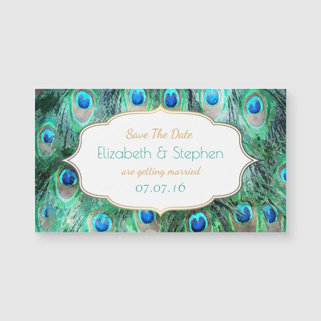 Exotic Peacock Feathers w/ Frame Save The Date (Front)