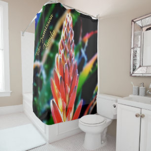 Exotic Personalized Name Red Spider Aloe Flower Shower Curtain
